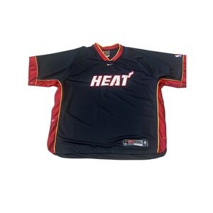 Men's VTG Nike Team NBA Miami Heat Tear Away Jersey Black Red 2XL